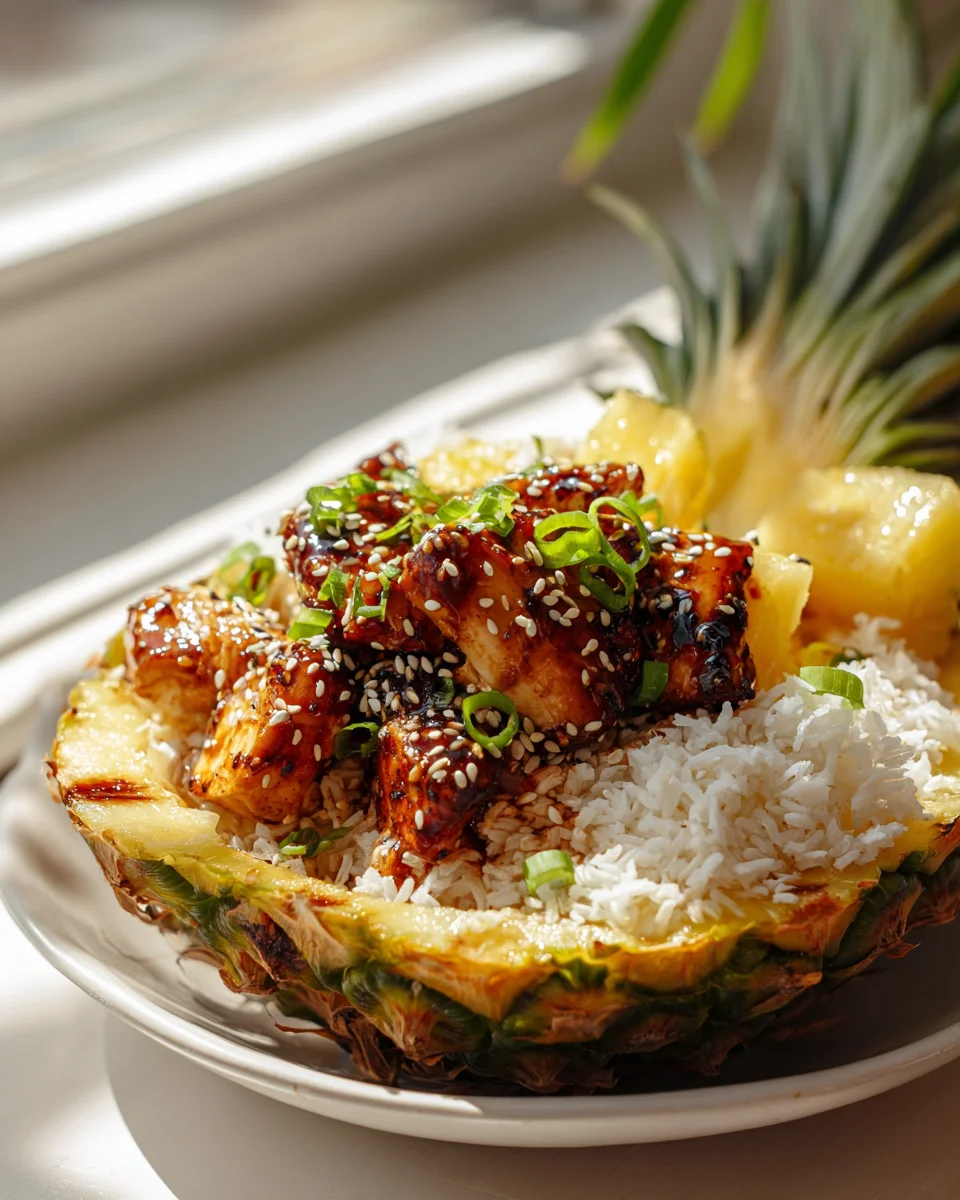 Tropical Teriyaki Chicken Pineapple Bowl & Coconut Rice