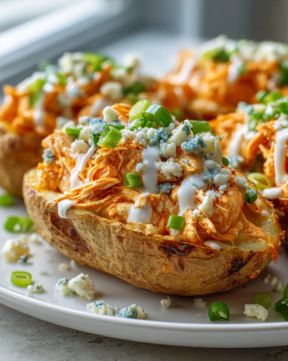 Buffalo Chicken Ranch Baked Potato Boats: Easy Dinner!
