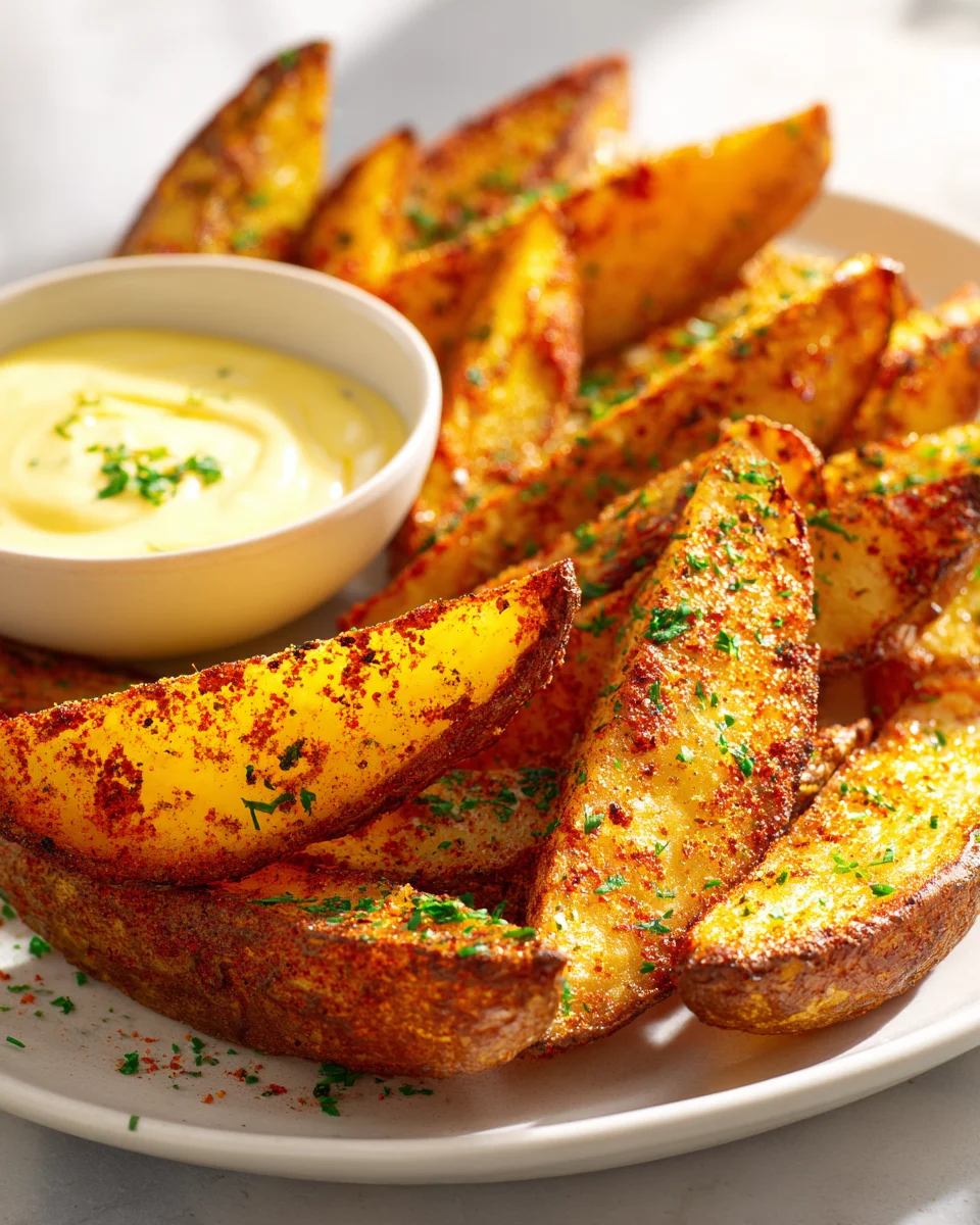 Best Crispy Cajun Potato Wedges with Creamy Garlic Aioli
