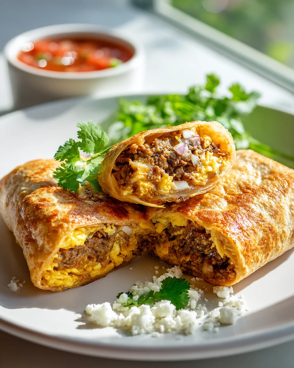 Crispy Breakfast Chimichangas: Eggs & Savory Beef Chorizo