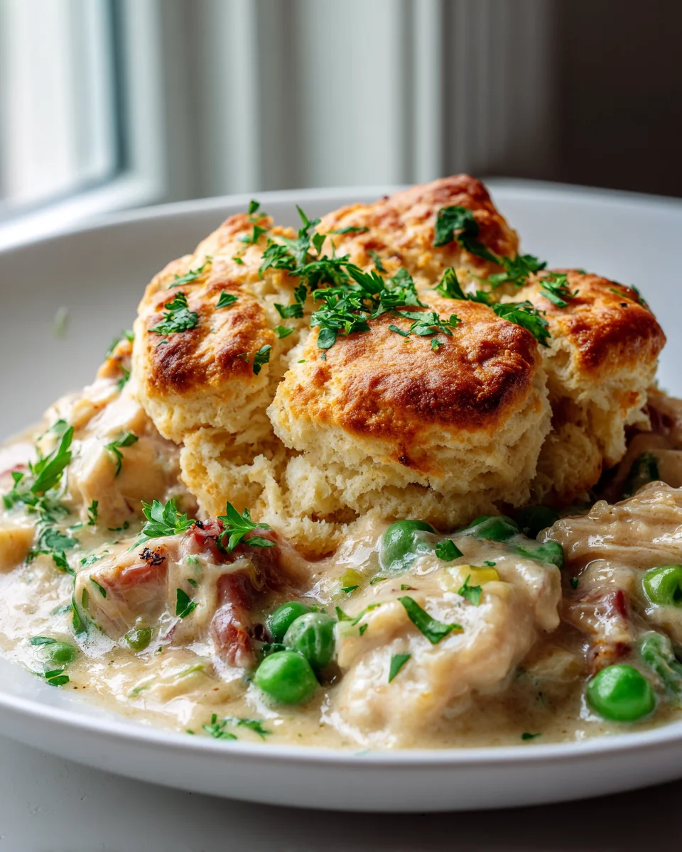Easy Creamy Garlic Parmesan Chicken Cobbler Dinner Recipe