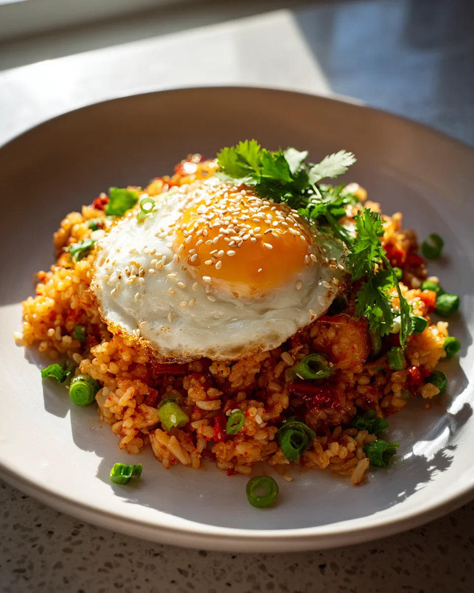 Spicy Kimchi Fried Rice with Fried Egg: Your New Favorite!