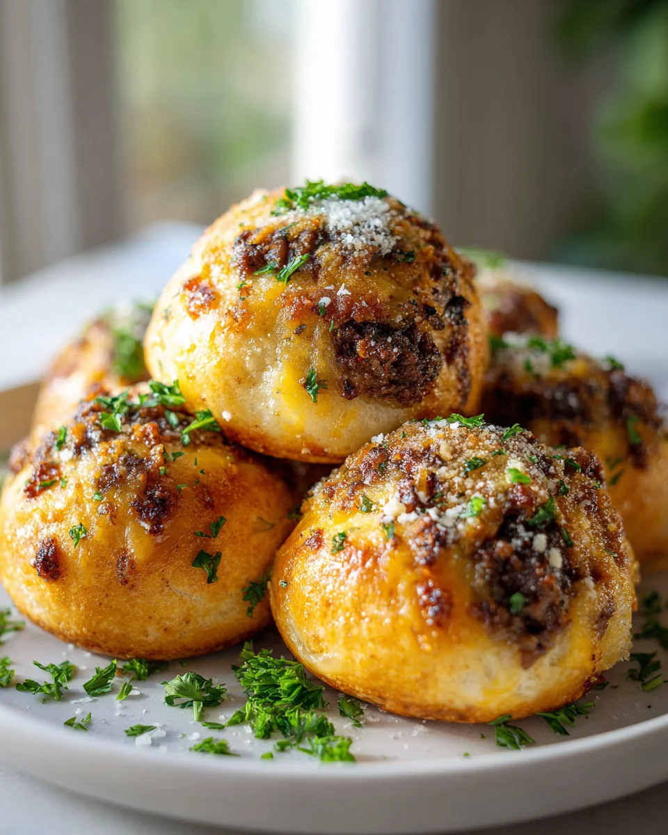 Garlic Parmesan Cheeseburger Bombs Recipe - Easy & Delicious!