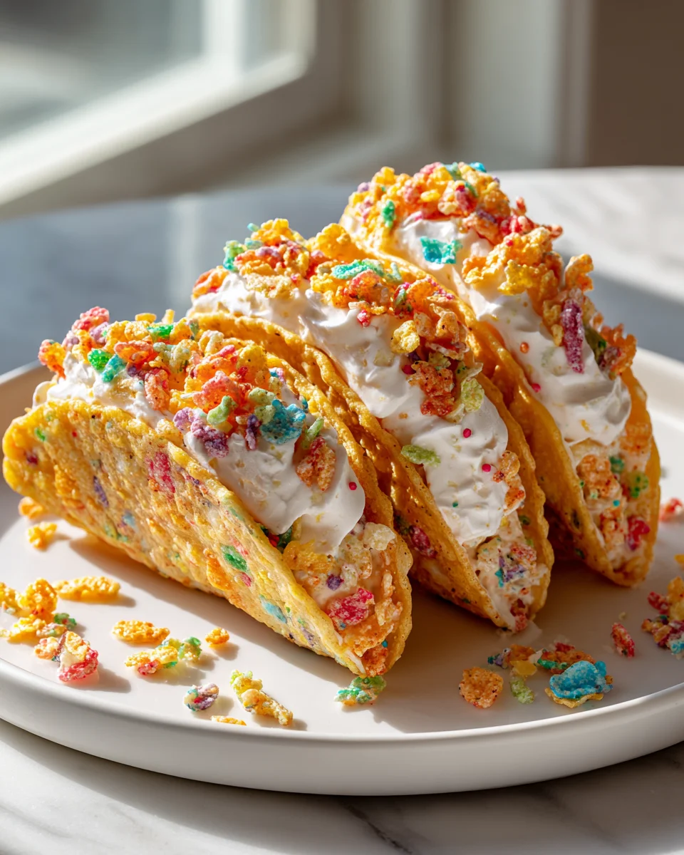 Fruity Pebbles Cheesecake Tacos: Fun & Flavorful!