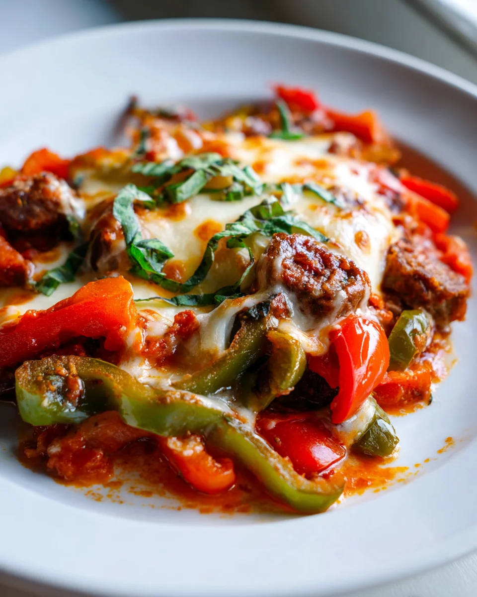 Savory Italian Beef Sausage & Pepper Casserole Delight