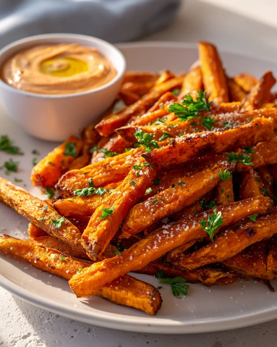 Crispy Air Fryer Sweet Potato Fries & Zesty Chipotle Dip