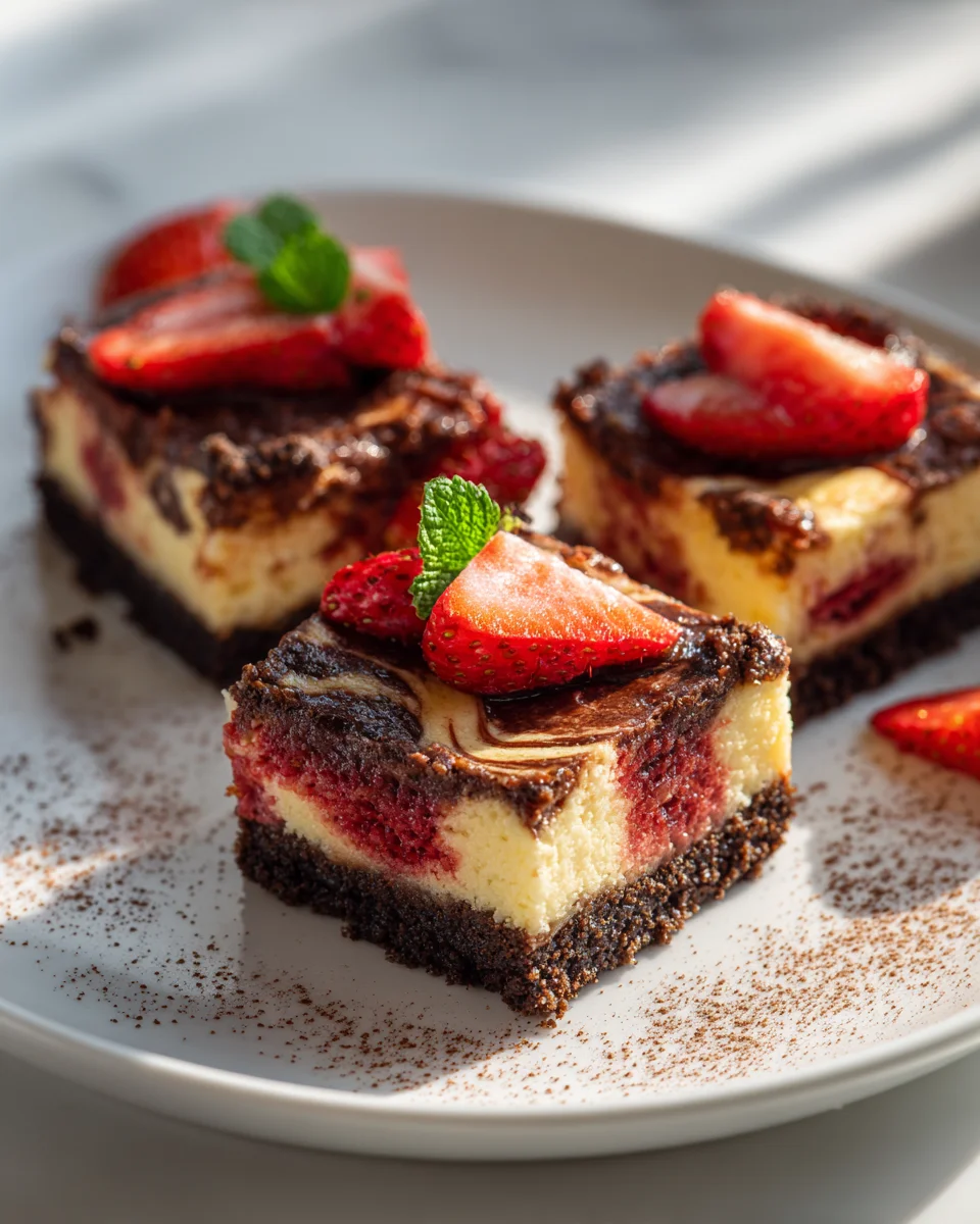 Decadent Chocolate Strawberry Cheesecake Bars Recipe