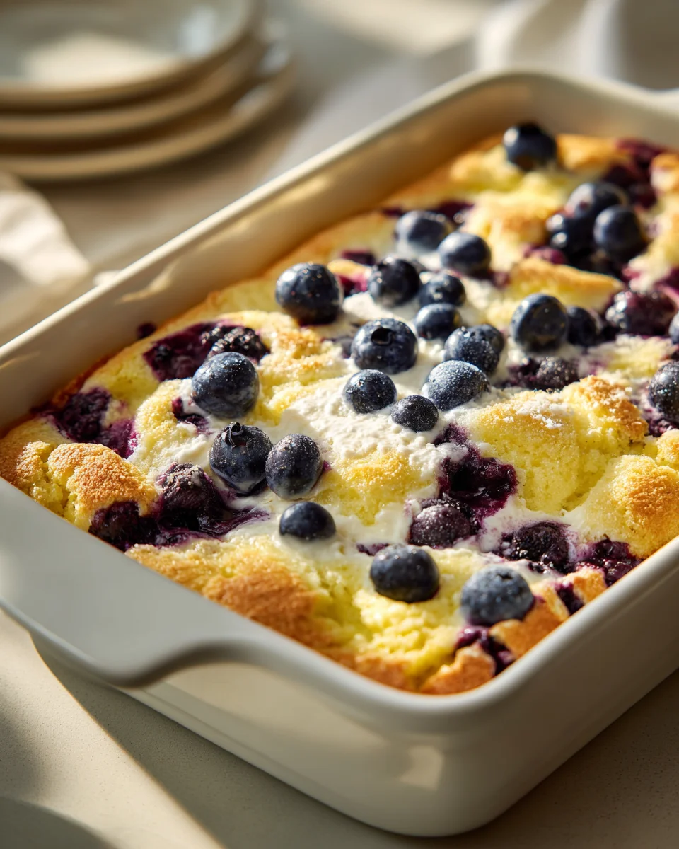Easy Cheesecake Blueberry Dump Cake Recipe - Quick Dessert!