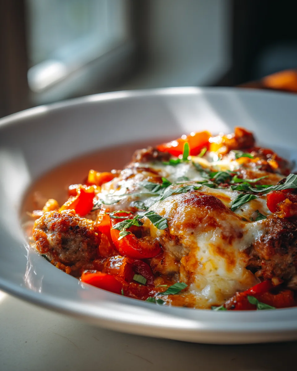 Savory Italian Beef Sausage & Pepper Casserole Delight