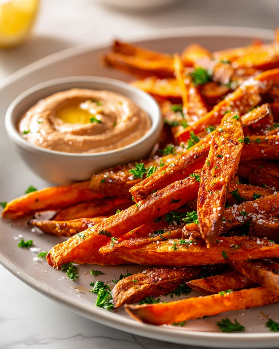 Crispy Air Fryer Sweet Potato Fries & Zesty Chipotle Dip