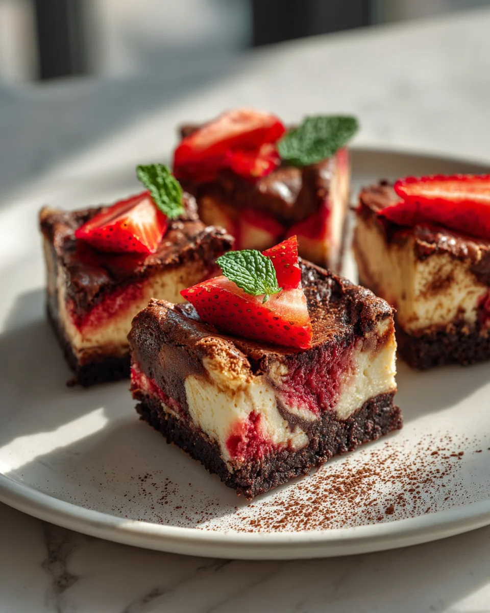Decadent Chocolate Strawberry Cheesecake Bars Recipe