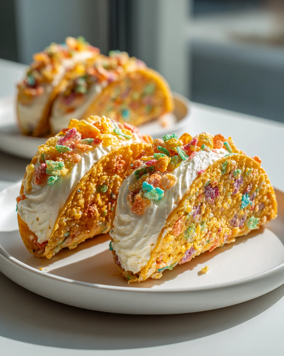 Fruity Pebbles Cheesecake Tacos: Fun & Flavorful!
