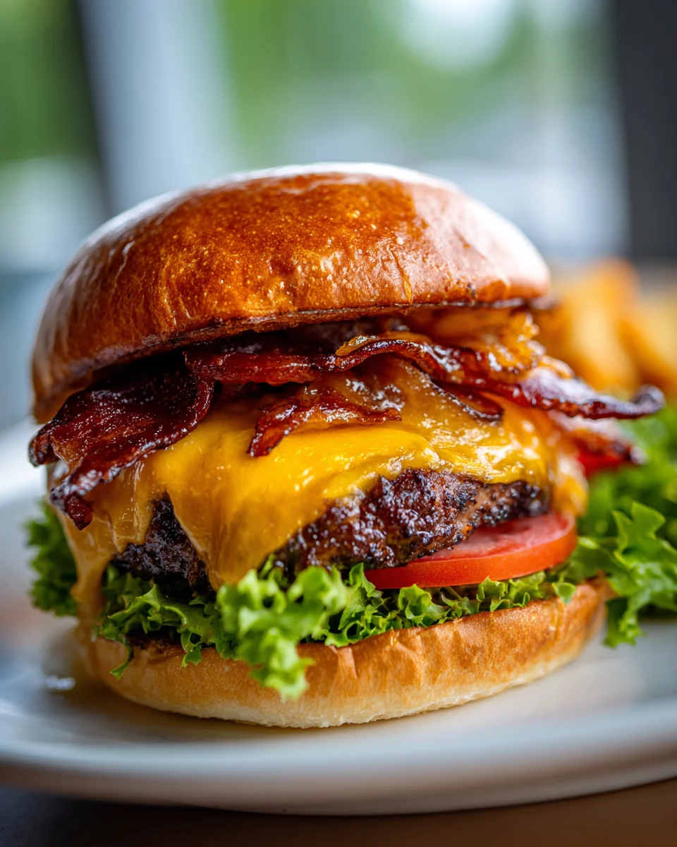 Ultimate Beef Bacon Cheeseburger Recipe w/ Caramelized Onions