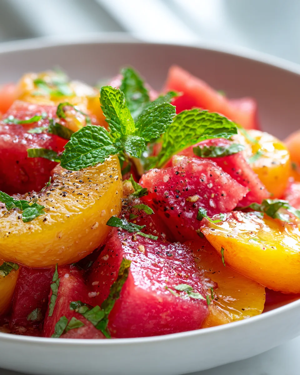 Sweet, Refreshing Easy Peach Watermelon Summer Salad