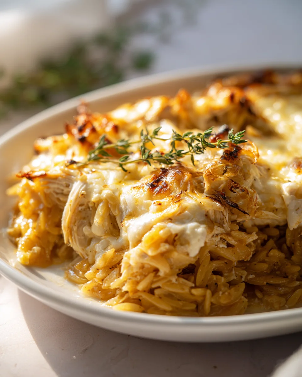 French Onion Chicken Orzo Casserole: Ultimate Comfort
