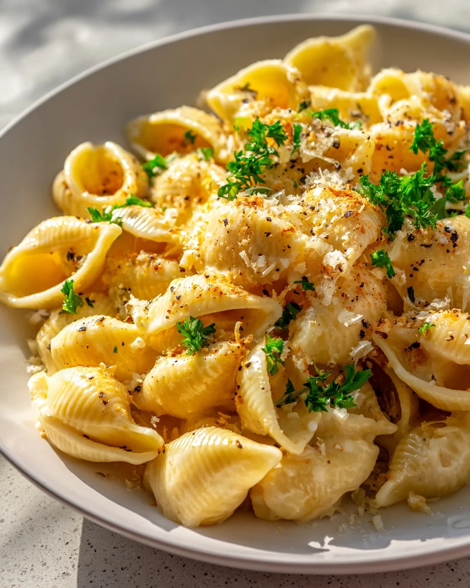 Creamy Roasted Garlic Parmesan Shells: Dinner Delight