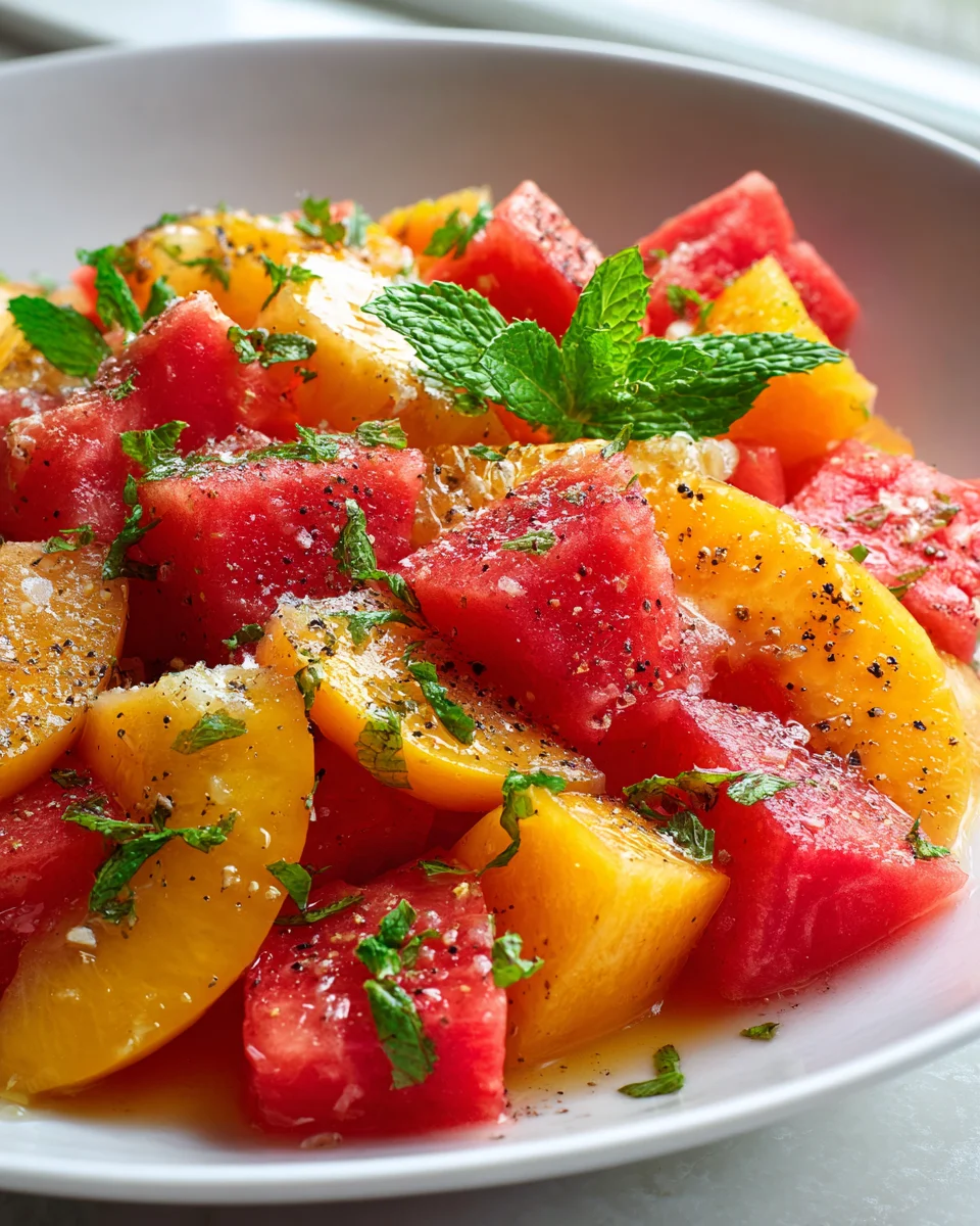 Sweet, Refreshing Easy Peach Watermelon Summer Salad