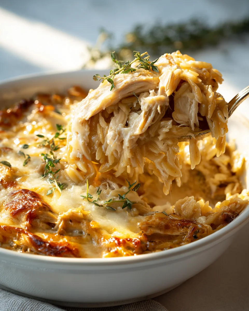 French Onion Chicken Orzo Casserole: Ultimate Comfort