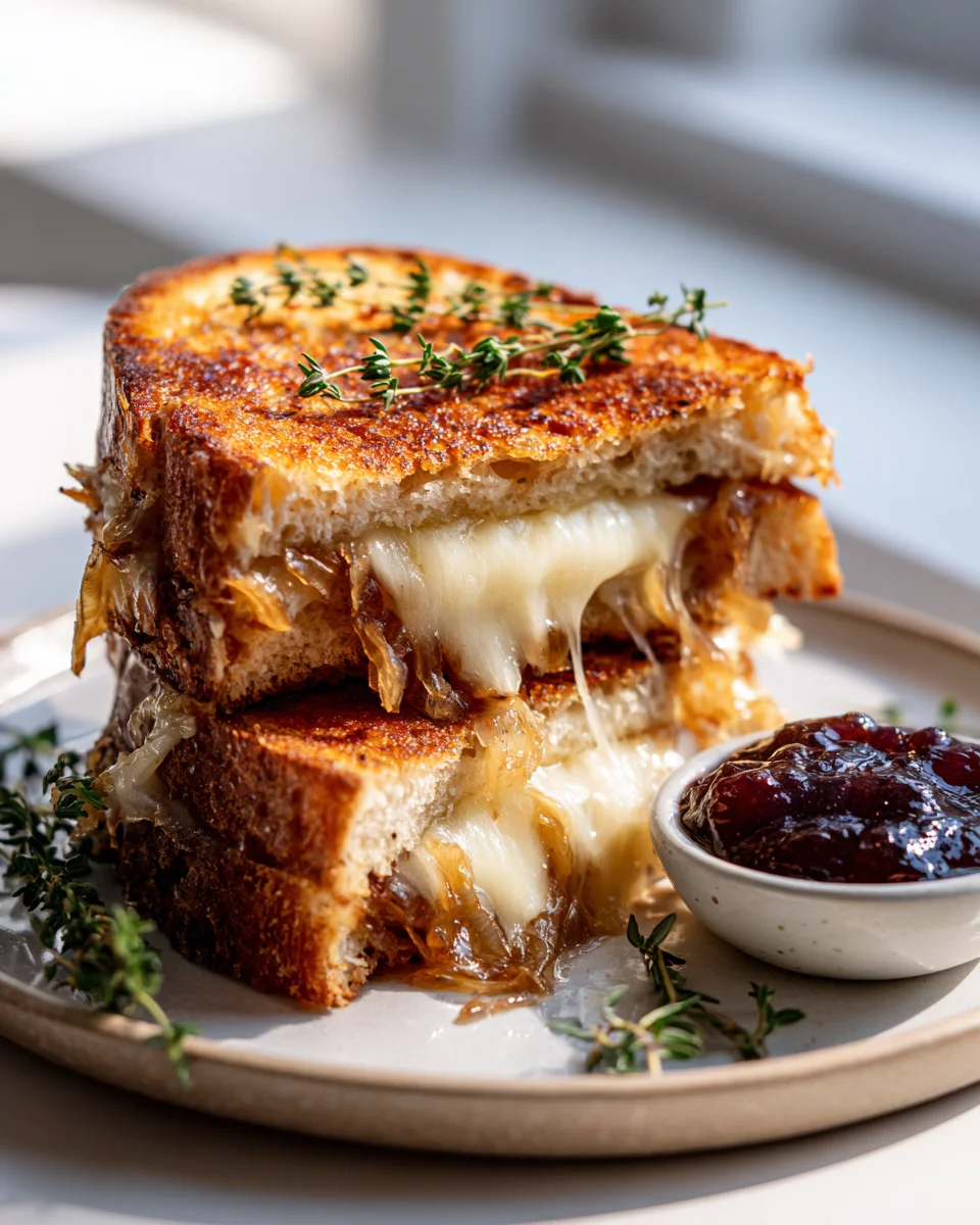 Caramelized Onion & Gruyère Grilled Cheese: A Fig Jam Dream!