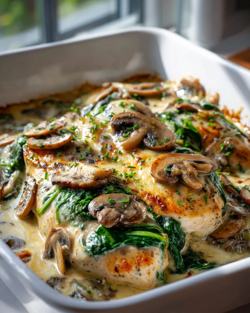 Delicious Low Carb Chicken, Spinach & Mushroom Oven Dish Recipe