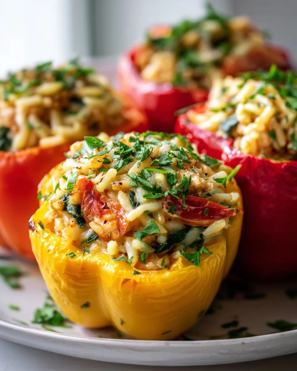 Quick & Delicious Chicken Sausage Orzo Stuffed Bell Peppers