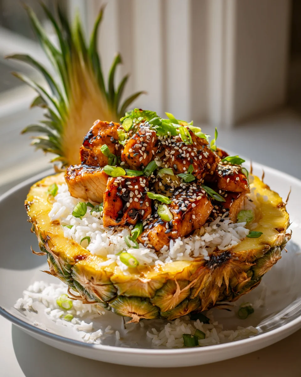 Tropical Teriyaki Chicken Pineapple Bowl & Coconut Rice
