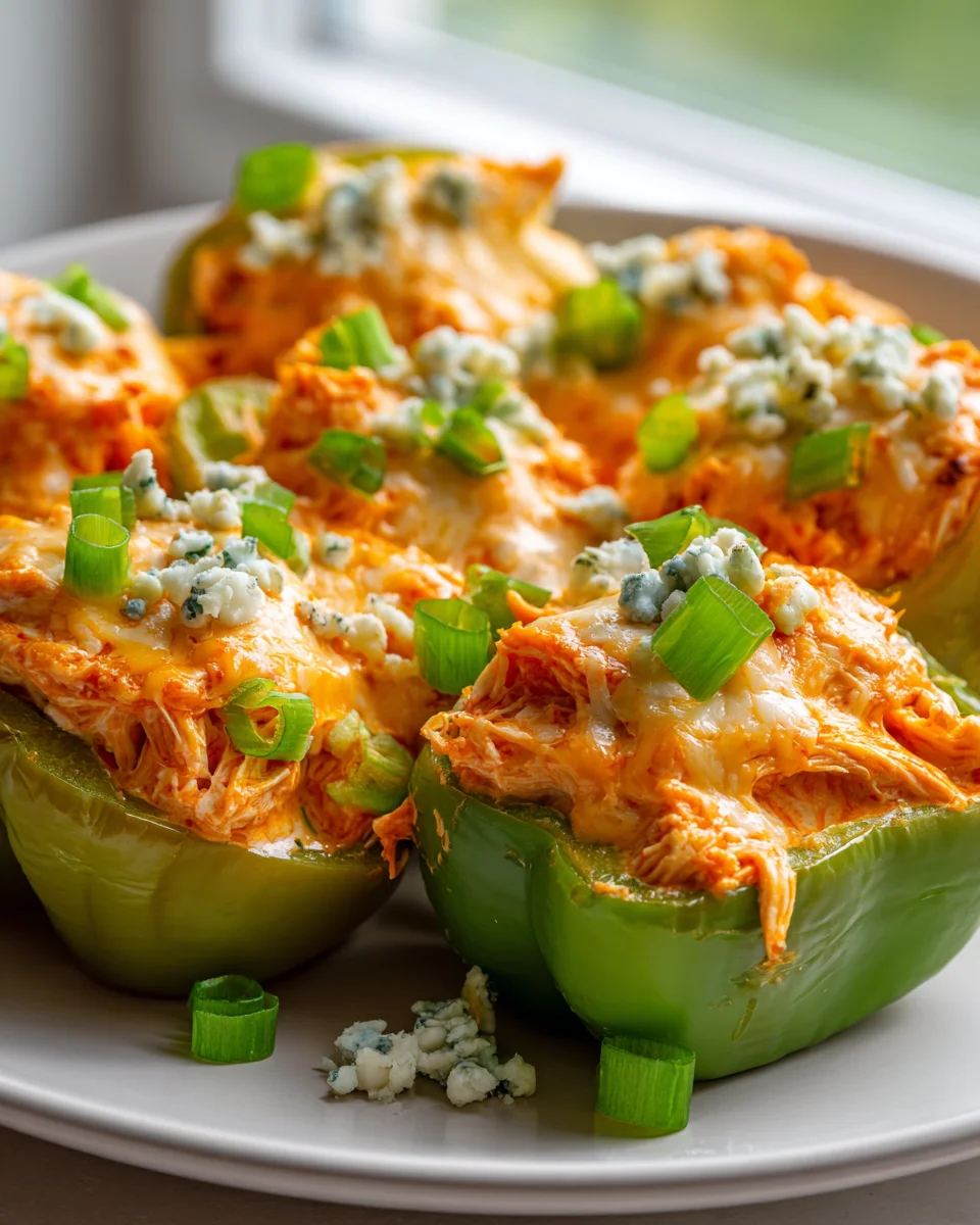 Easy Low Carb Buffalo Chicken Stuffed Peppers