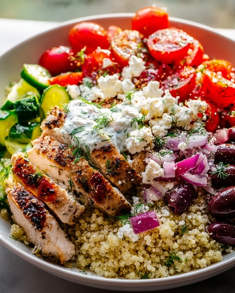 Easy, Healthy High Protein Greek Chicken Quinoa Bowl