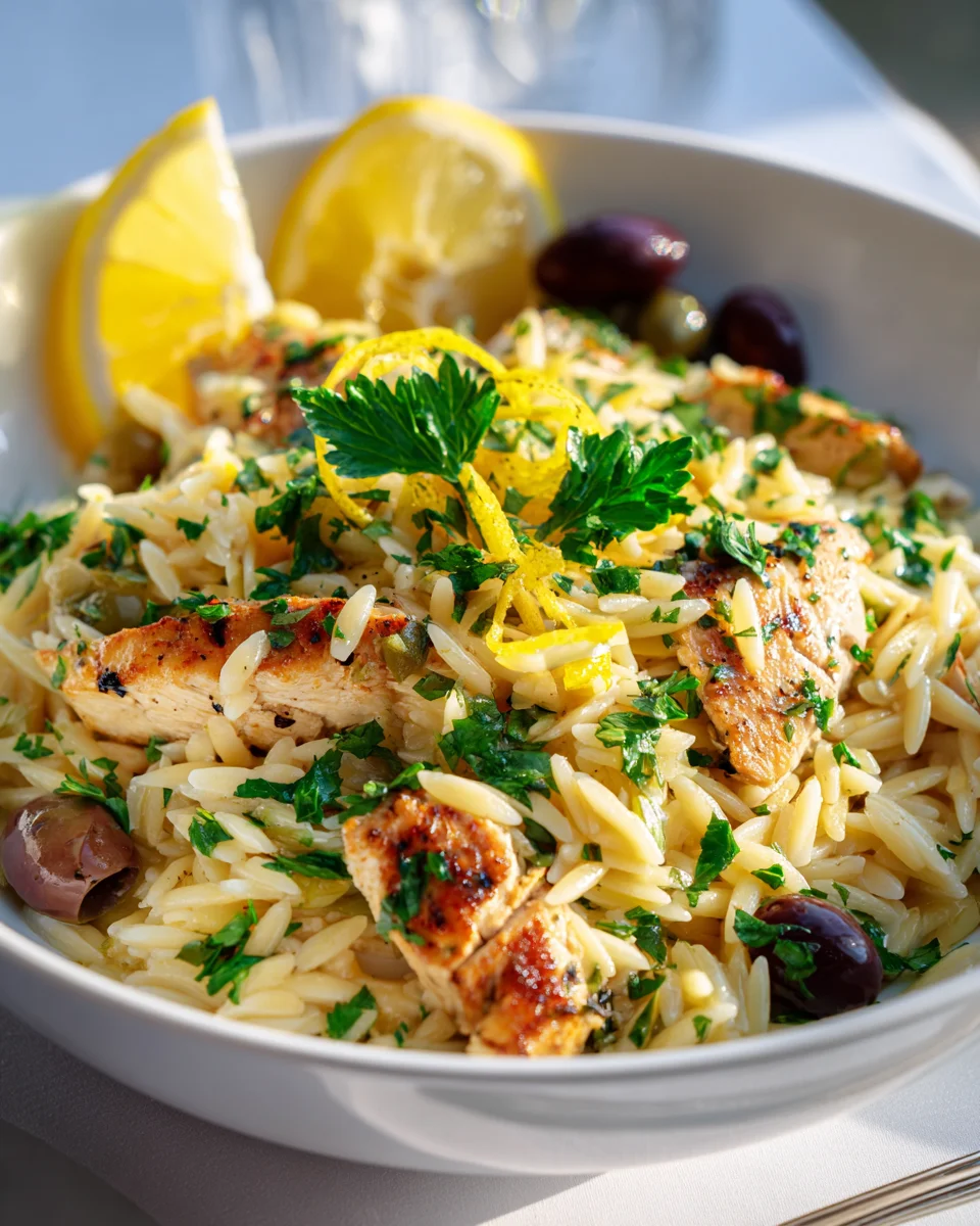 Creamy Greek Lemon Chicken Orzo Pasta – Dinner Perfection!