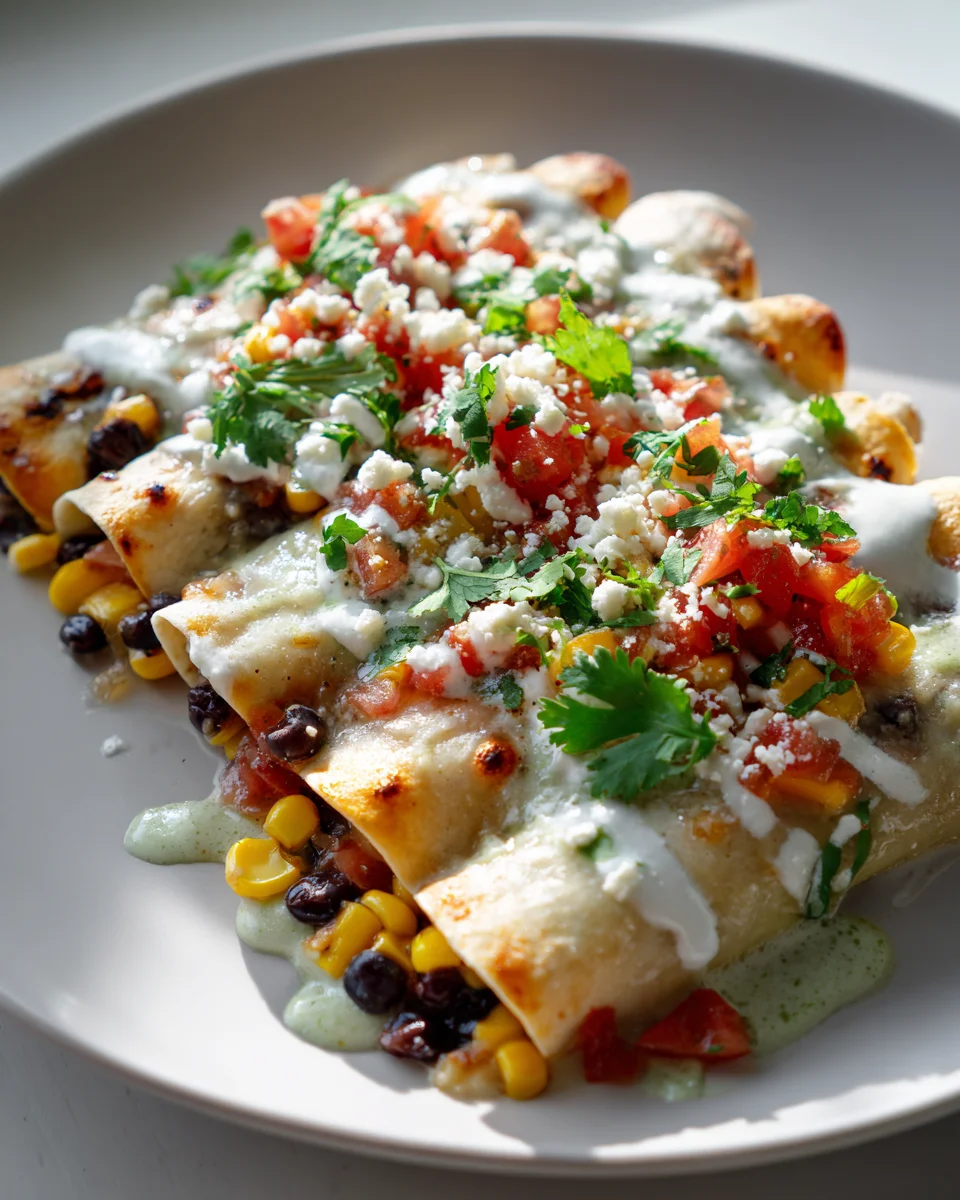 Delicious Black Bean & Corn Vegetarian Enchiladas