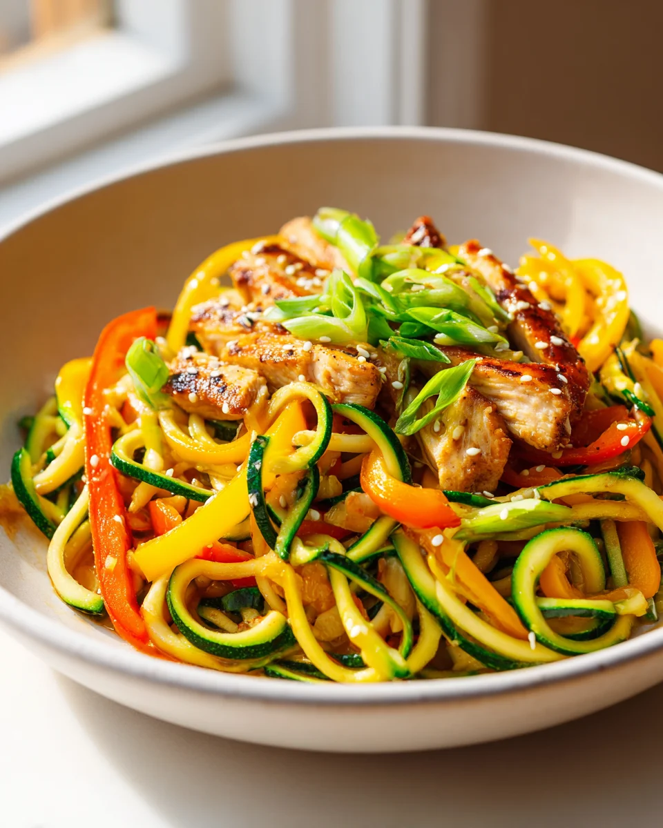 Delicious Zucchini Noodle Stir Fry With Chicken Recipe
