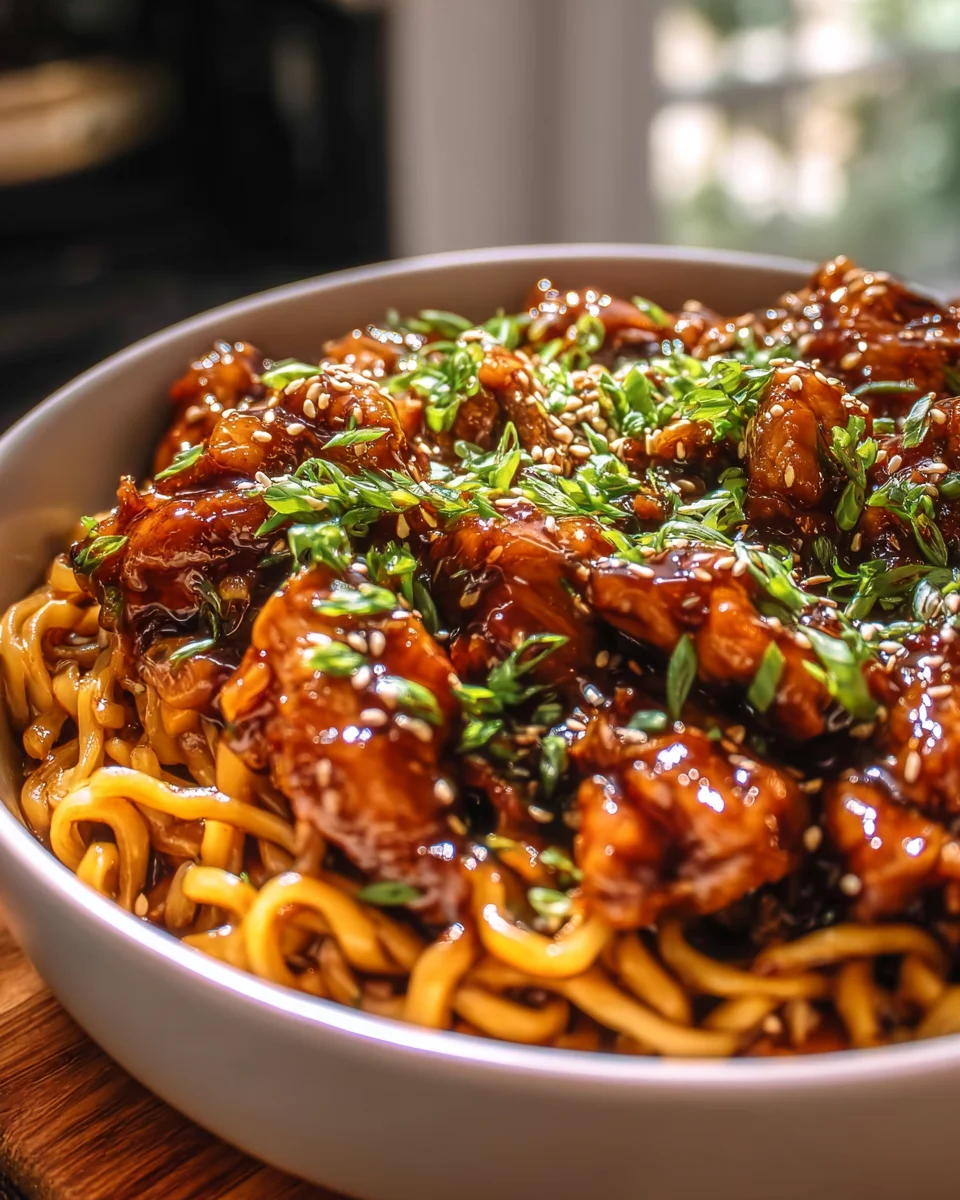 Irresistible Sticky Garlic Chicken Noodles Recipe to Try!