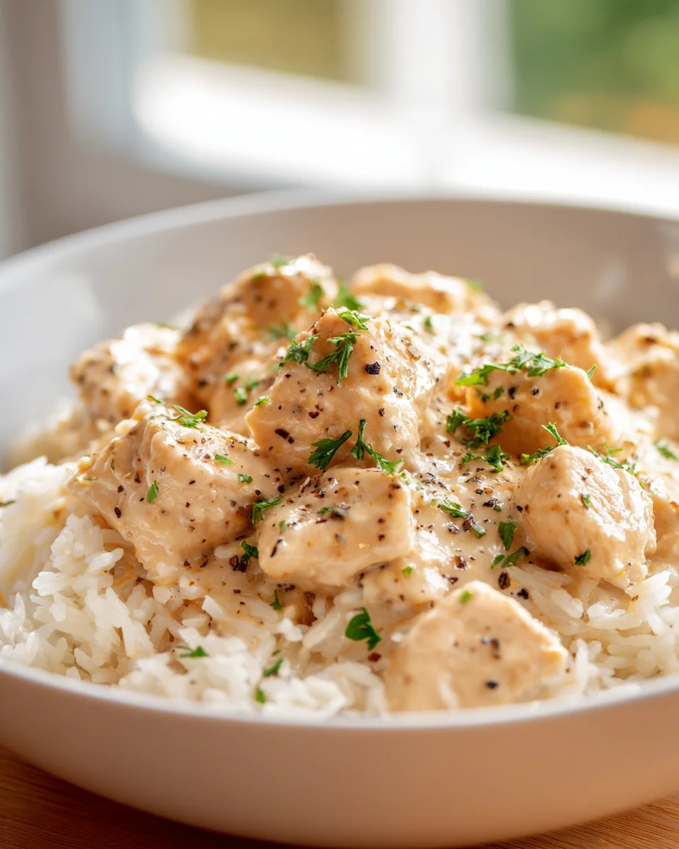 Easy Creamy Crockpot Chicken & Rice: Family Favorite