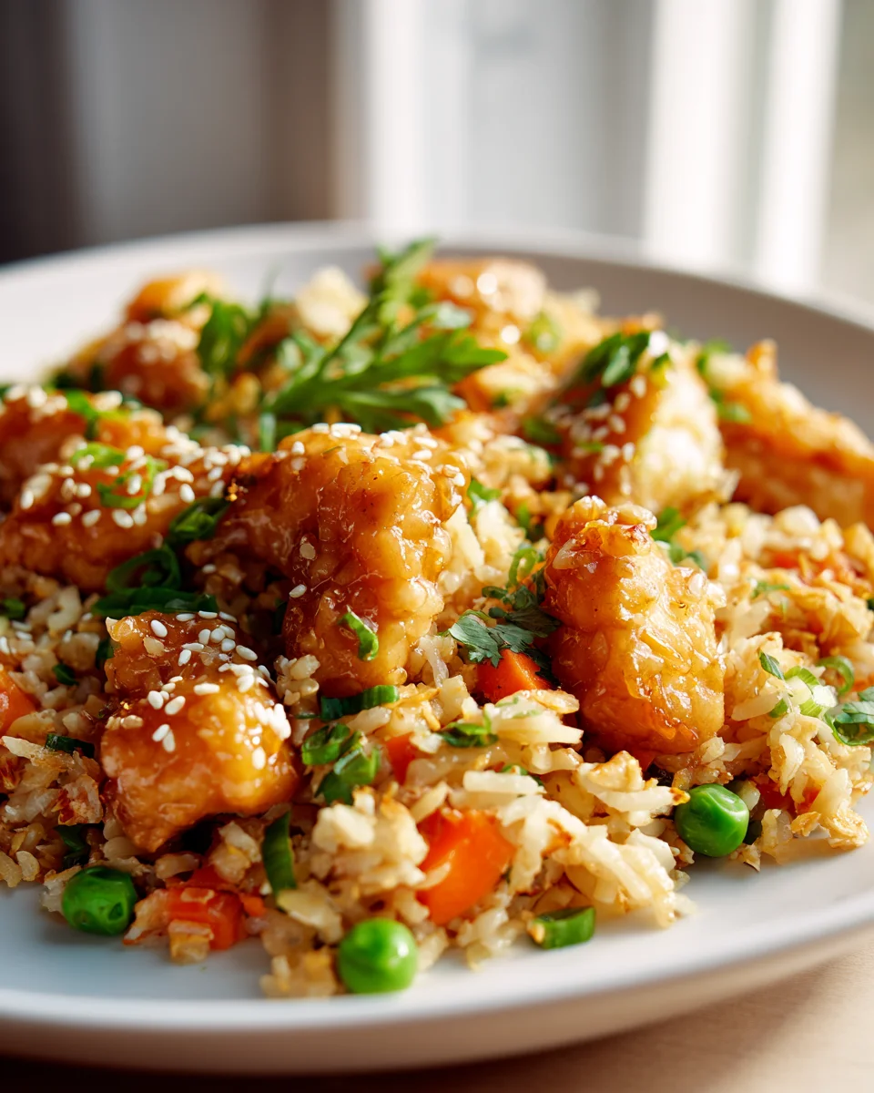 One-Pan Trader Joe's Orange Chicken Fried Rice Skillet