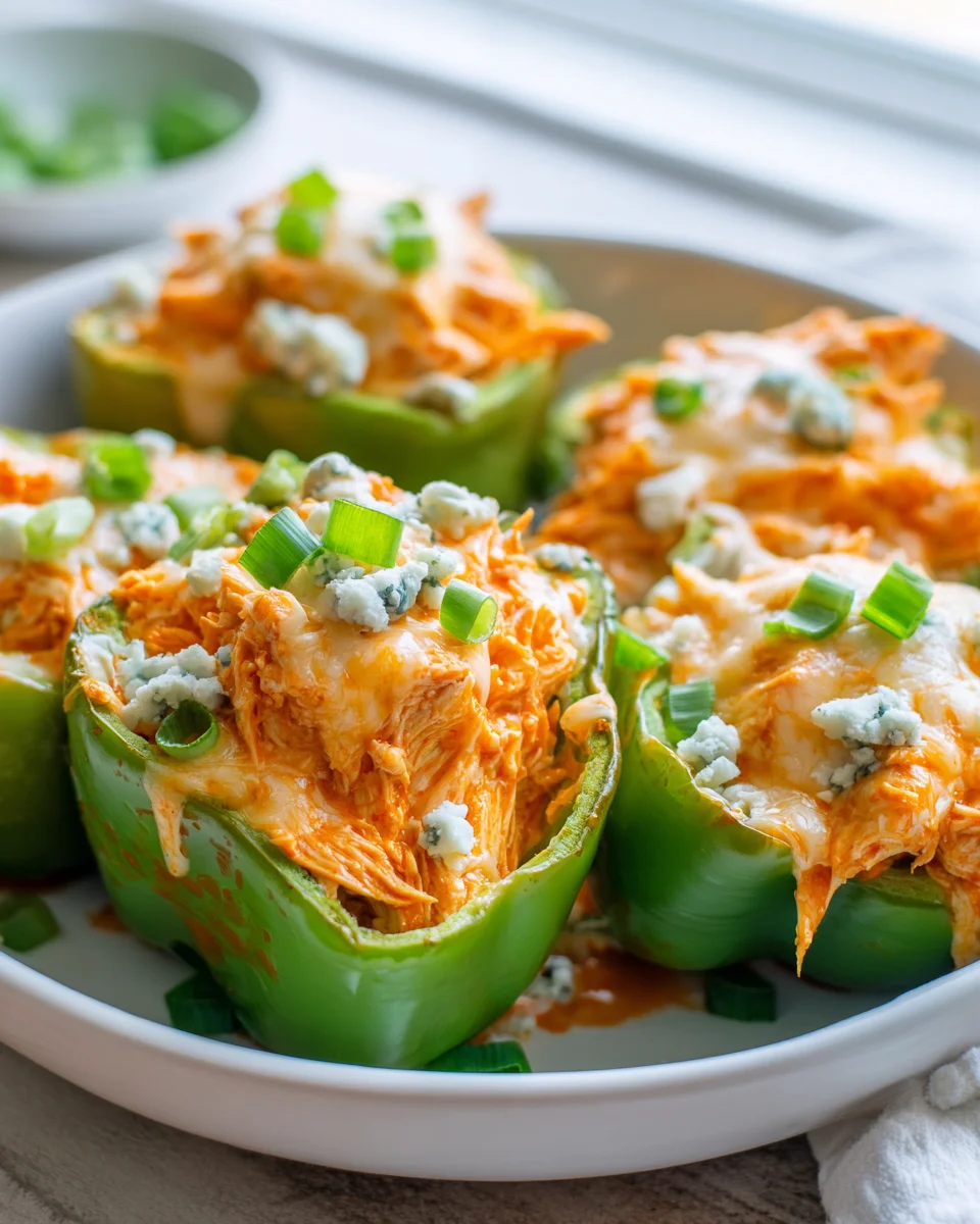 Easy Low Carb Buffalo Chicken Stuffed Peppers