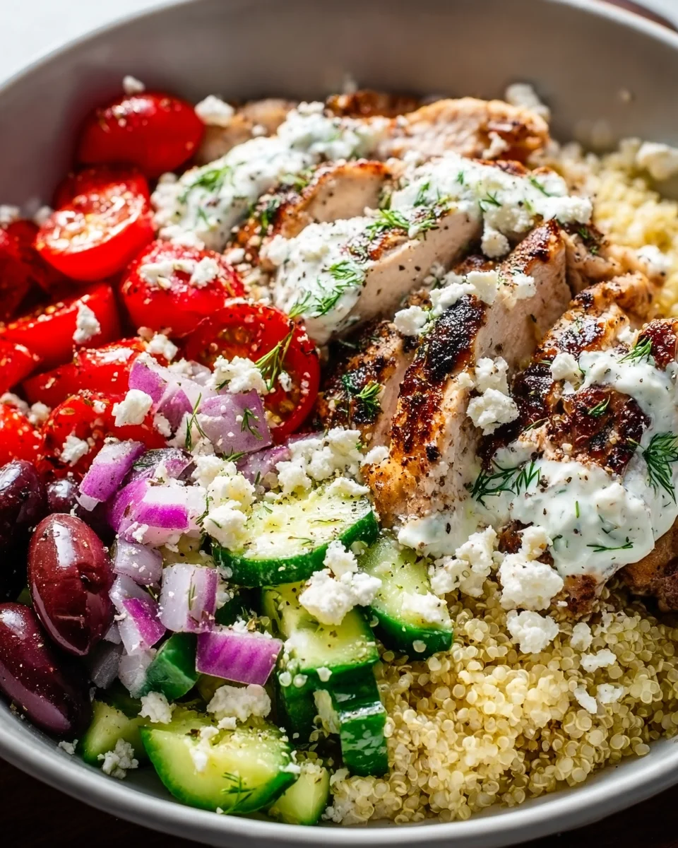 Easy, Healthy High Protein Greek Chicken Quinoa Bowl