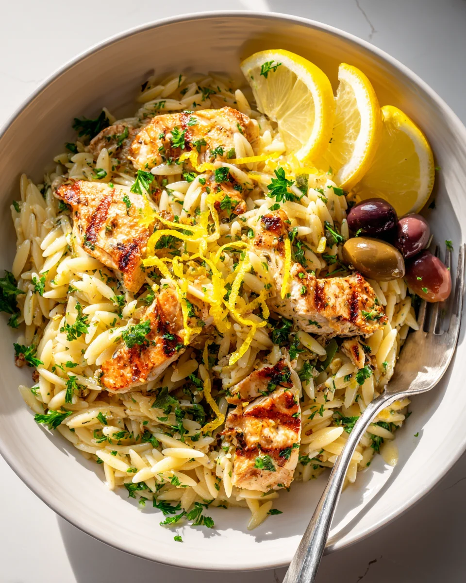 Creamy Greek Lemon Chicken Orzo Pasta – Dinner Perfection!