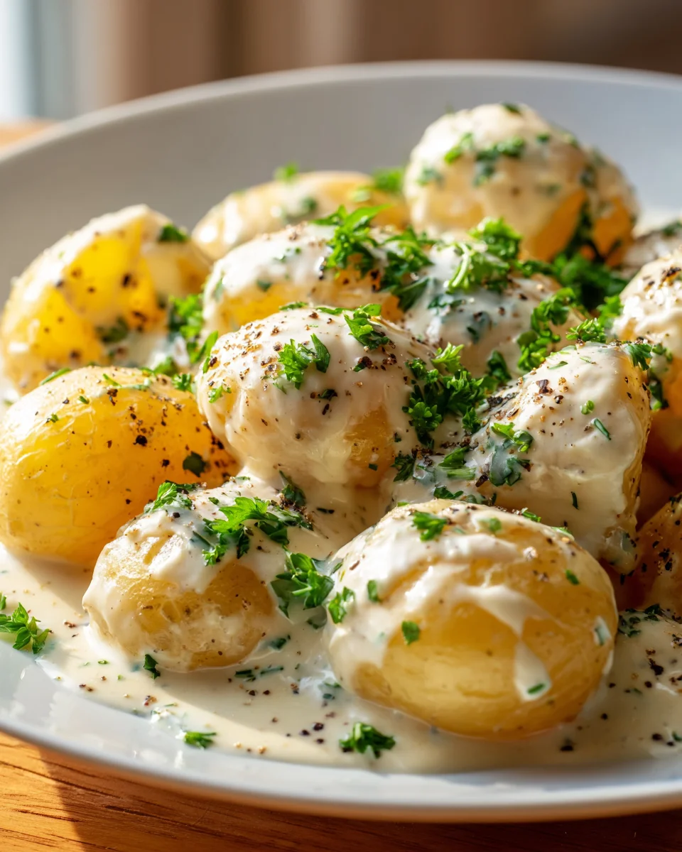 Simple Creamy Garlic Sauce Baby Potatoes: Quick & Easy