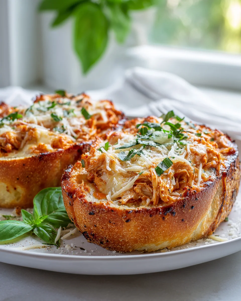Irresistible Chicken Parmesan Stuffed Garlic Bread Boats
