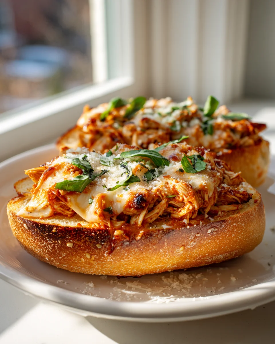 Irresistible Chicken Parmesan Stuffed Garlic Bread Boats
