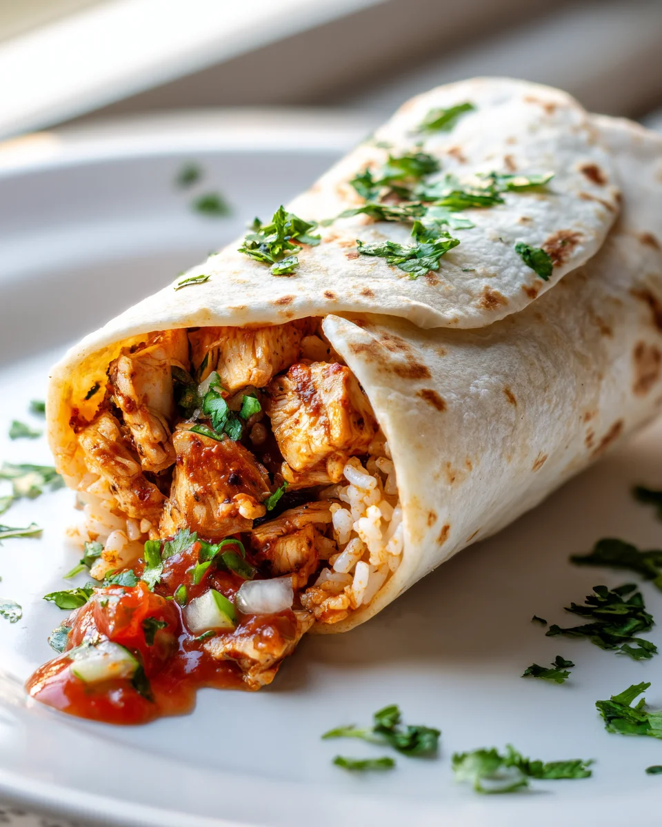 Best Chicken Burrito Recipe: Cilantro Lime Rice & Salsa