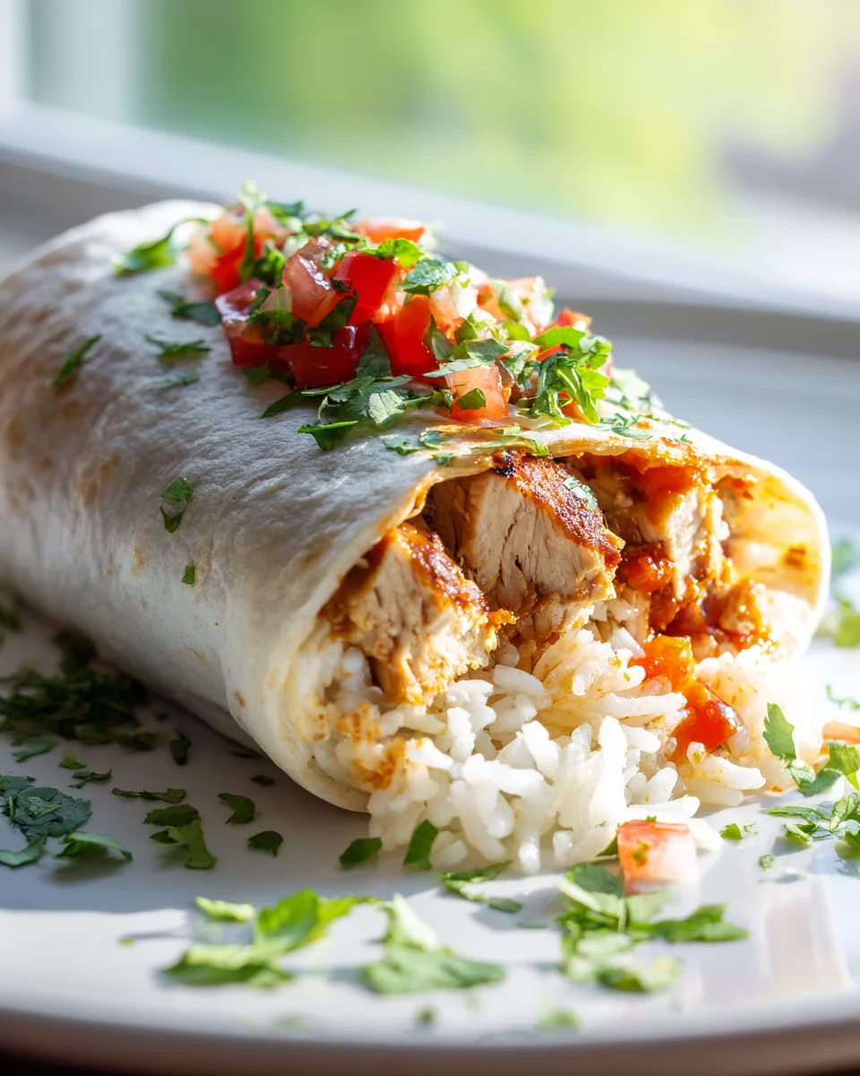 Best Chicken Burrito Recipe: Cilantro Lime Rice & Salsa