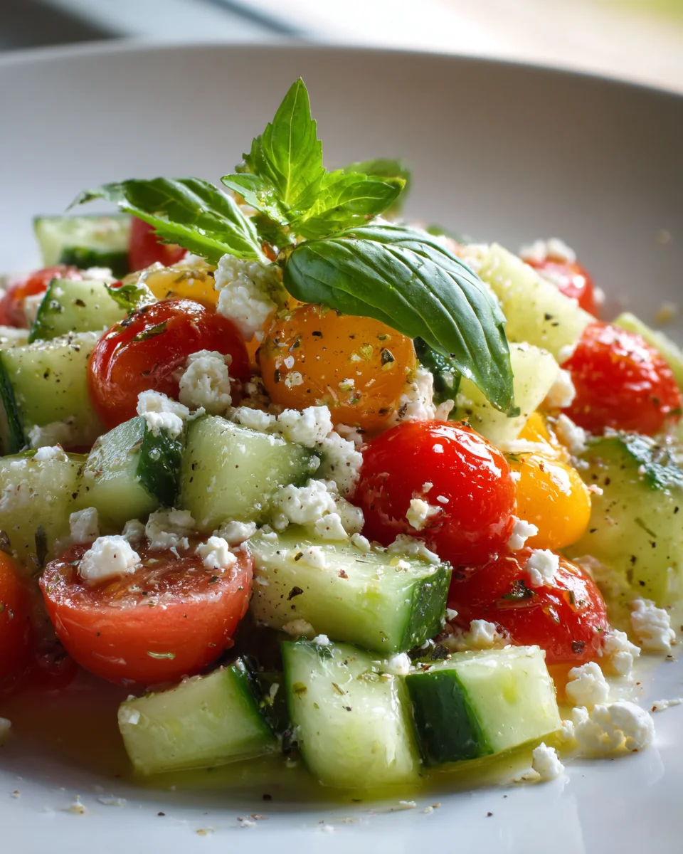 Fresh Cucumber Tomato Feta Salad with Zesty Lemon Dressing