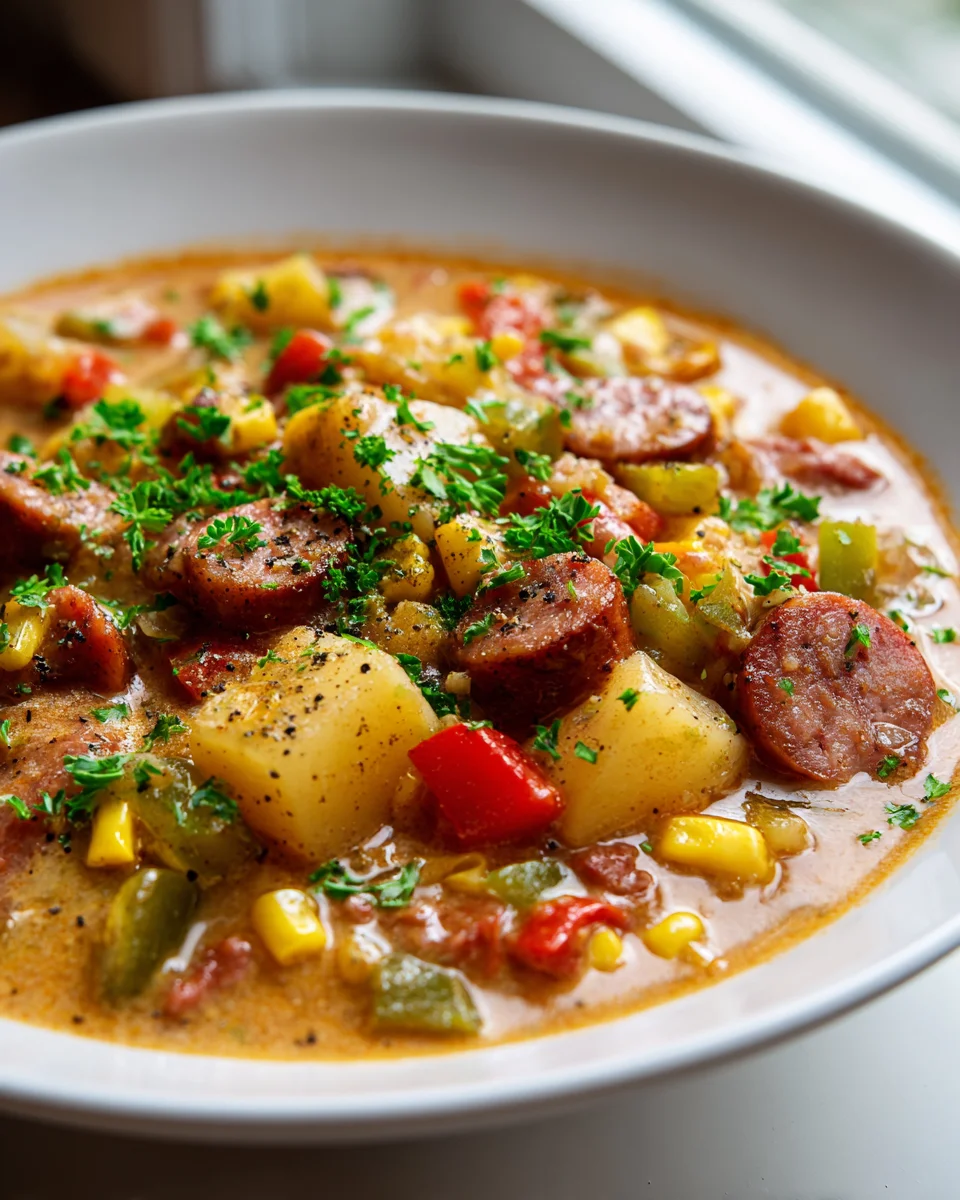 Texas Cowboy Beef Stew with Smoked Sausage & Potatoes