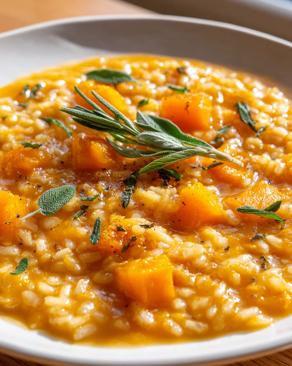 Creamy Butternut Squash Risotto Soup with Sage - Easy Recipe
