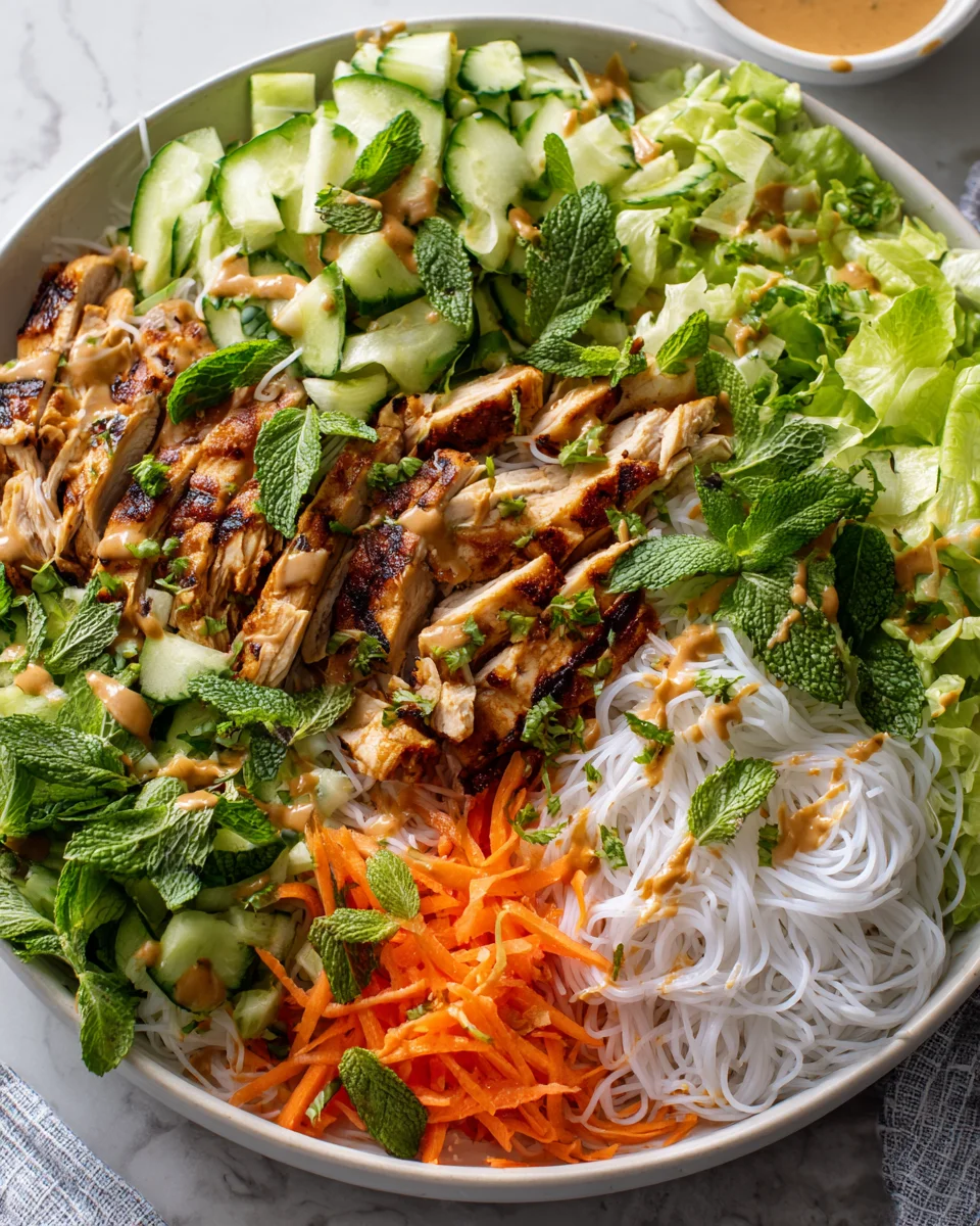 Fresh Vietnamese Chicken Spring Roll Salad & Peanut Dressing
