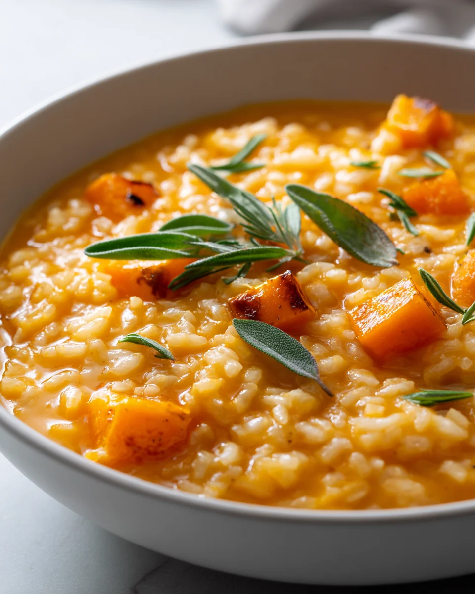 Creamy Butternut Squash Risotto Soup with Sage - Easy Recipe