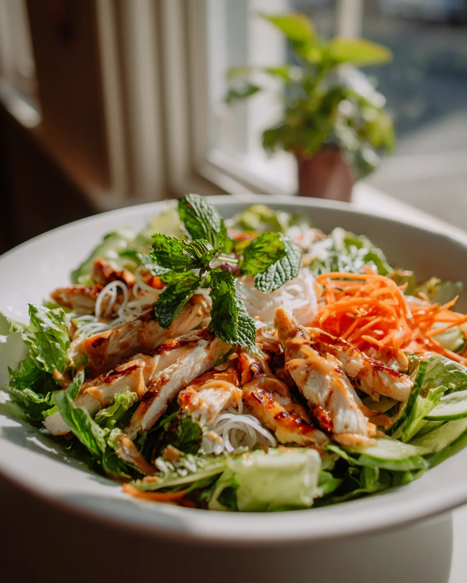 Fresh Vietnamese Chicken Spring Roll Salad & Peanut Dressing