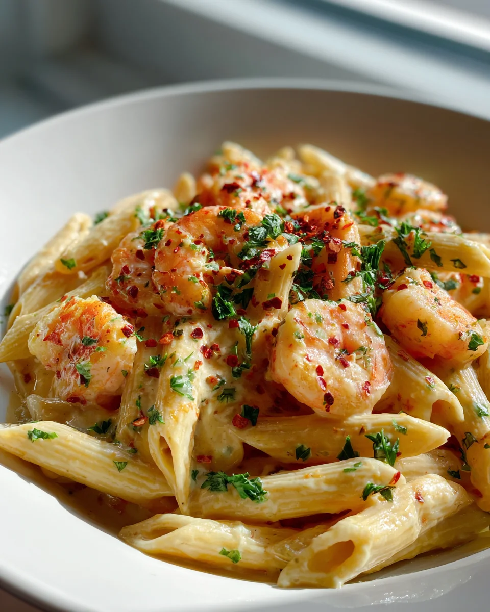 Delicious Bobby Flay Shrimp & Roasted Garlic Penne!