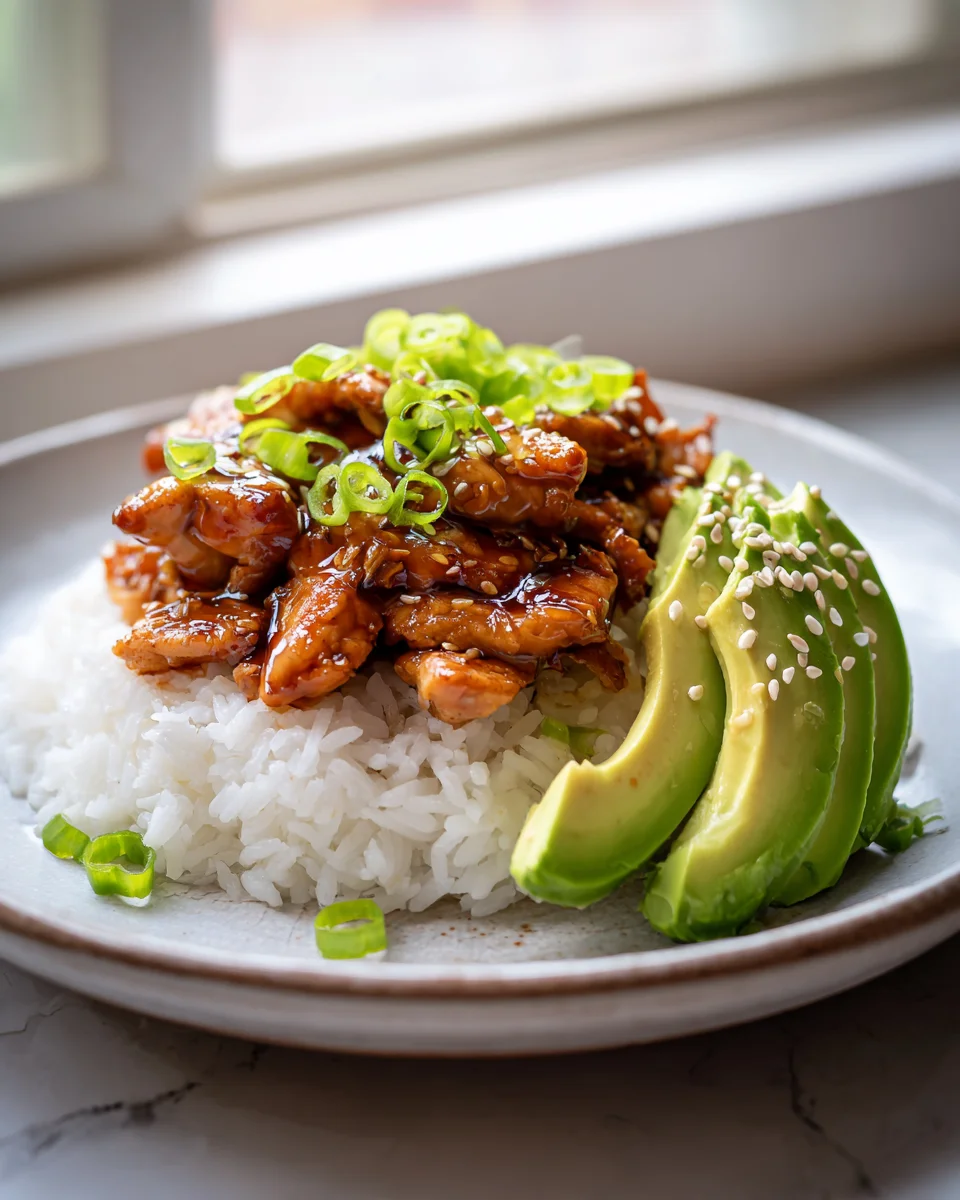 Delicious Korean Chicken and Avocado Rice Bowls Recipe